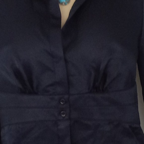 Nwt $79 ANN TAYLOR Dark Navy Button Down Shirt Sz MP  CHIC! - Picture 5 of 9